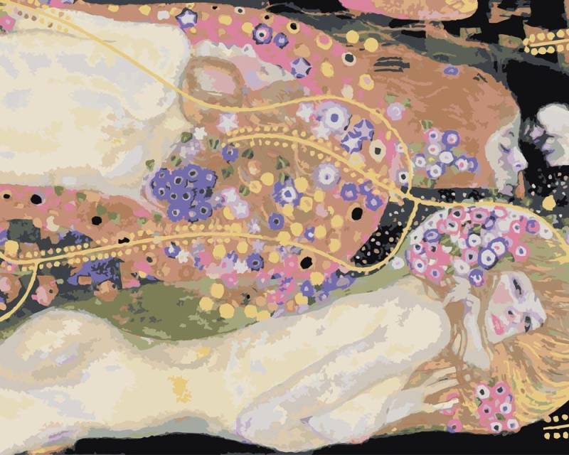 Malen nach Zahlen - Wasserschlangen II - Gustav Klimt, mit Rahmen von CC0