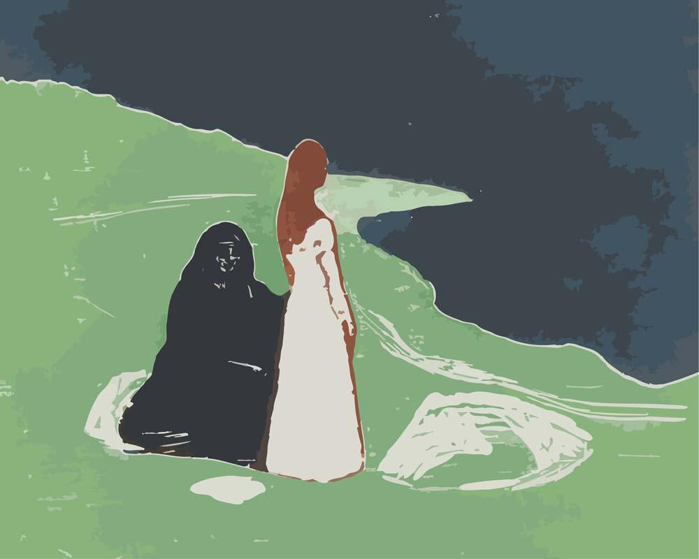 Malen nach Zahlen - Zwei Frauen am Ufer - Edvard Munch, ohne Rahmen von CC0