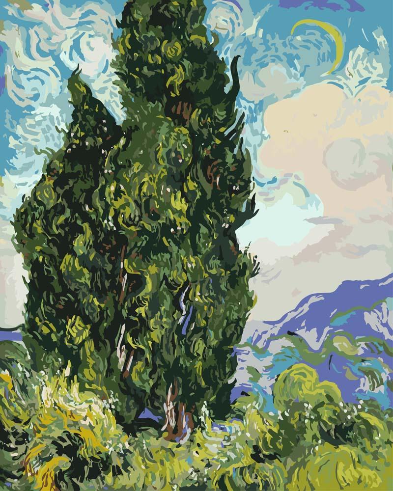 Malen nach Zahlen - Zypressen - Vincent van Gogh, mit Rahmen Malen nach Zahlen - Zypressen - Vincent van Gogh, mit Rahmen von CC0