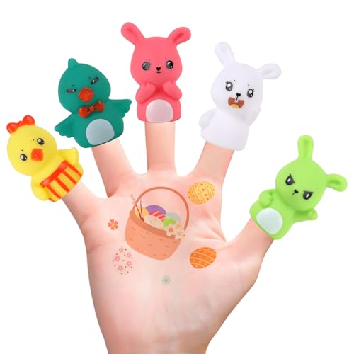 CCINEE 5-teiliges Oster-Fingerpuppen-Spielzeug-Set, Hase, Küken, Fingerpuppe, Spielzeug, Osterkorbfüller, Oster-Partygeschenke, Füllstoffe für Geschichtenerzählen, Rollenspiele, Unterricht CCINEE 5-teiliges Oster-Fingerpuppen-Spielzeug-Set, Hase, Küken, Fingerpuppe, Spielzeug, Osterkorbfüller, Oster-Partygeschenke, Füllstoffe für Geschichtenerzählen, Rollenspiele, Unterricht von CCINEE