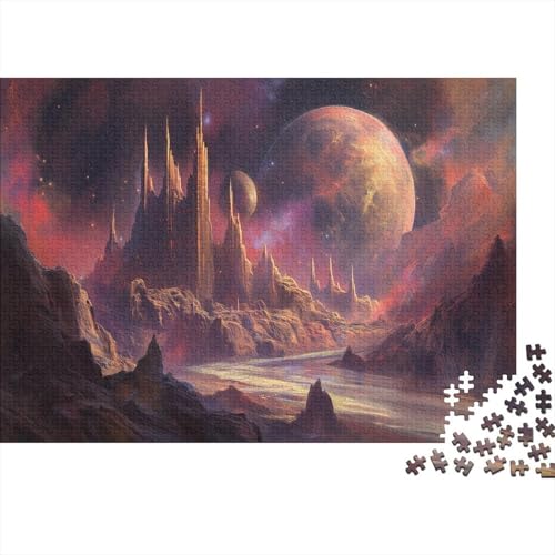 Alien Schloss Puzzle 1000-teilige Schwer Puzzle Spielzeug Lernspiel Impossible Kosmische Doppelkugel Herausforderungsspielzeug Für Erwachsene Und Kinder Ab 14 Jahren 1000pcs (75x50cm) von CCIZFMQ
