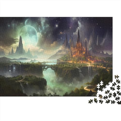 Alien Schloss Puzzles 1000-teilige Schwer Puzzle Spielzeug Lernspiel Impossible Doppelmond Sternenhimmel Herausforderungsspielzeug Für Erwachsene Kinder 1000pcs (75x50cm) von CCIZFMQ