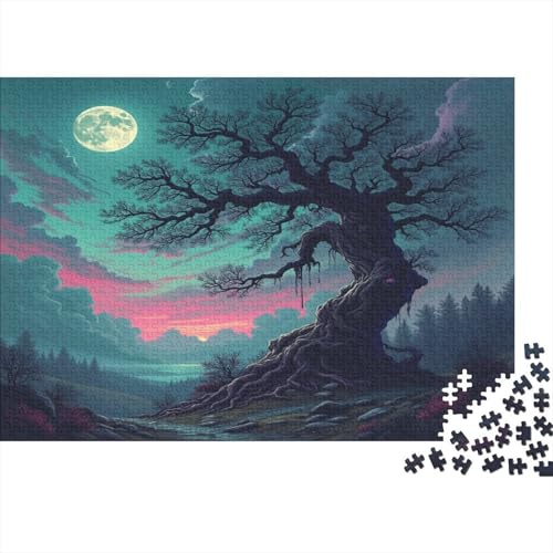 Alte Bäume Puzzle 1000-teilige Schwer Puzzle Spielzeug Pädagogisches Spiel Impossible Moonlit Night Herausforderungsspielzeug Für Erwachsene Kinder 1000pcs (75x50cm) von CCIZFMQ