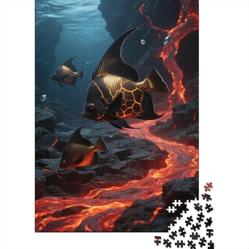Angelfisch Puzzle 1000 Teile Schwer Puzzle Spielzeug Lernspiel Impossible Volcano Lava Herausforderung Spielzeug Für Erwachsene Kinder 1000pcs (75x50cm) von CCIZFMQ