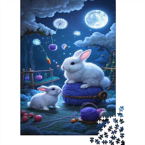 Angora Kaninchen Puzzle 1000-teilige Schwer Puzzle Spielzeug Pädagogisches Spiel Impossible Moon Kaninchen Herausforderung Spielzeug Für Erwachsene Kinder 1000pcs (75x50cm) von CCIZFMQ