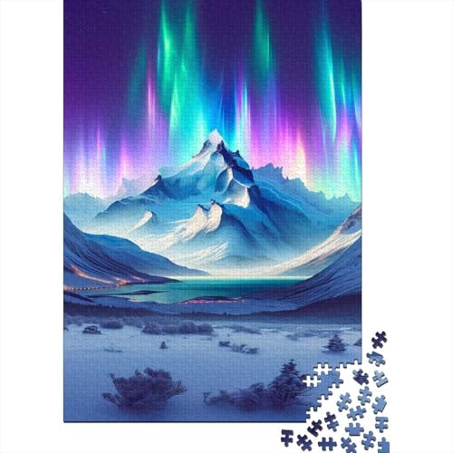 Aurora Borealis Puzzle 1000-teilige Schwer Puzzle Spielzeug Pädagogisches Spiel Impossible Schneeberg Herausforderung Spielzeug Für Erwachsene Und Kinder Ab 14 Jahren 1000pcs (75x50cm) von CCIZFMQ