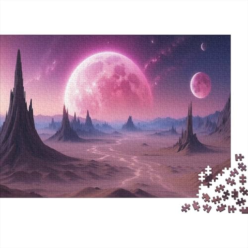 Außenplanet Wüste Puzzle 1000-teilige Schwer Puzzle Spielzeug Lernspiel Impossible Rosa Lila Mond Herausforderung Spielzeug Für Erwachsene Und Kinder Ab 12 Jahren 1000pcs (75x50cm) von CCIZFMQ