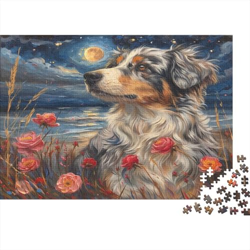 Australischer Schäfer Puzzle 1000 Teile Schwer Puzzle Spielzeug Lernspiel Impossible Netter Hund Herausforderungsspielzeug Für Erwachsene Kinder 1000pcs (75x50cm) von CCIZFMQ