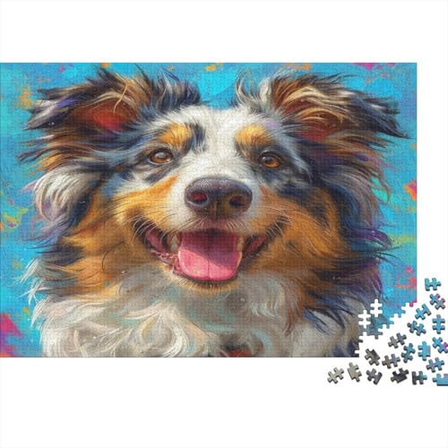 Australischer Schäfer Puzzle 1000-teilige Schwer Puzzle Spielzeug Pädagogisches Spiel Impossible Netter Hund Herausforderung Spielzeug Für Erwachsene Kinder 1000pcs (75x50cm) von CCIZFMQ