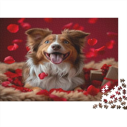 Australischer Schäfer Puzzle 1000-teilige Schwer Puzzle Spielzeug Pädagogisches Spiel Impossible Rosenblatt Herausforderungsspielzeug Für Erwachsene Kinder 1000pcs (75x50cm) von CCIZFMQ