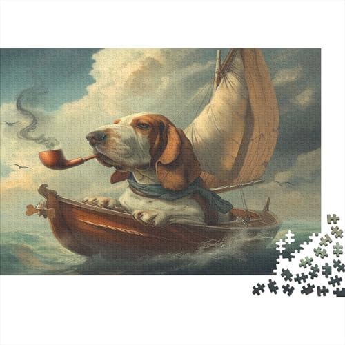 Basset Hund Puzzle 1000-teilige Schwer Puzzle Spielzeug Lernspiel Impossible Segelboot Herausforderungsspielzeug Für Erwachsene Kinder 1000pcs (75x50cm) von CCIZFMQ