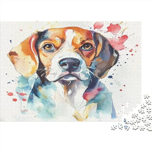 Beagle Puzzles 1000 Teile Schwer Puzzle Spielzeug Pädagogisches Spiel Impossible Aquarellporträt Herausforderungsspielzeug Für Erwachsene Kinder 1000pcs (75x50cm) von CCIZFMQ