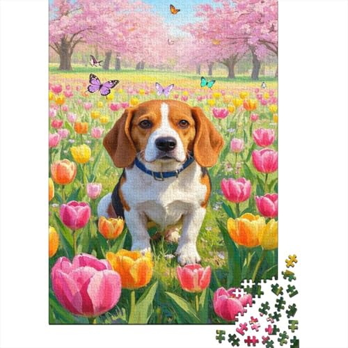 Beagle Puzzles 1000 Teile Schwer Puzzle Spielzeug Pädagogisches Spiel Impossible Cute Dog Herausforderung Spielzeug Für Erwachsene Kinder 1000pcs (75x50cm) von CCIZFMQ