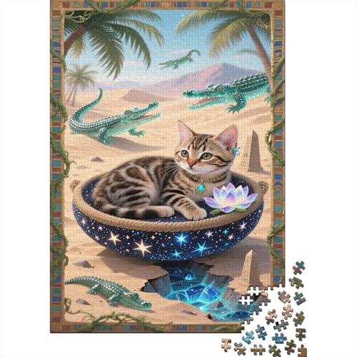 Bengalische Katze Puzzle 1000 Teile Schwer Puzzle Spielzeug Lernspiel Impossible Wüstenlandschaft Herausforderung Spielzeug Für Erwachsene Kinder 1000pcs (75x50cm) von CCIZFMQ