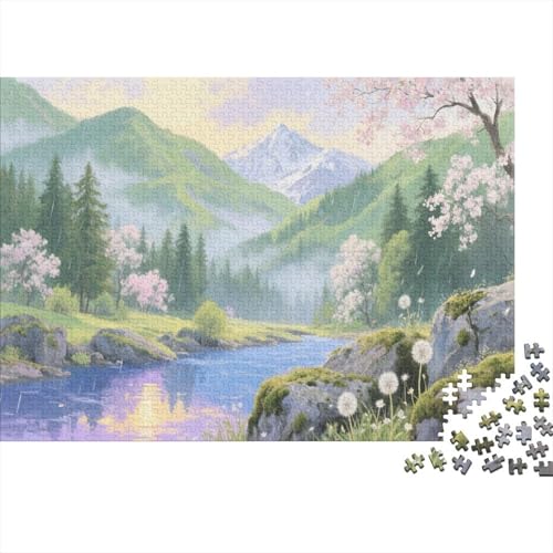 Berg Landscape Puzzles 1000 Teile Schwer Puzzle Spielzeug Pädagogisches Spiel Impossible Kirschblüten Herausforderung Spielzeug Für Erwachsene Und Kinder Ab 12 Jahren 1000pcs (75x50cm) von CCIZFMQ