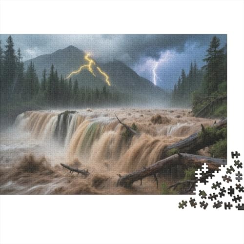 Berg Puzzle 1000 Teile Schwer Puzzle Spielzeug Lernspiel Impossible Waldwasserfall Herausforderung Spielzeug Für Erwachsene Kinder 1000pcs (75x50cm) von CCIZFMQ
