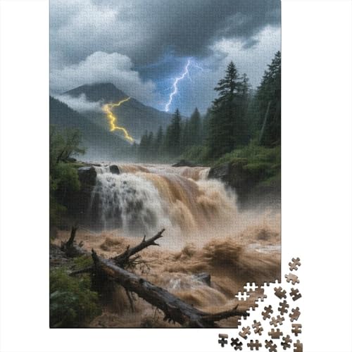 Berg Puzzle 1000-teilige Schwer Puzzle Spielzeug Pädagogisches Spiel Impossible Waldwasserfall Herausforderung Spielzeug Für Erwachsene Kinder 1000pcs (75x50cm) von CCIZFMQ