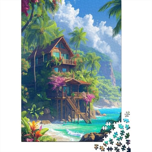 Berghütte Puzzle 1000 Teile Schwer Puzzle Spielzeug Lernspiel Impossible Holzhaus am Meer Herausforderung Spielzeug Für Erwachsene Kinder 1000pcs (75x50cm) von CCIZFMQ