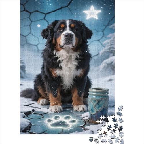 Berner Berghund Puzzles 1000 Teile Schwer Puzzle Spielzeug Pädagogisches Spiel Impossible Schnee Landschaft Herausforderung Spielzeug Für Erwachsene Und Kinder in Bewährter 1000pcs (75x50cm) von CCIZFMQ