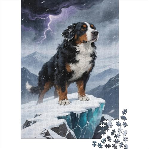 Bernese Berg Dog Puzzles 1000 Teile Schwer Puzzle Spielzeug Lernspiel Impossible Snow Berg Herausforderungsspielzeug Für Erwachsene Kinder 1000pcs (75x50cm) von CCIZFMQ