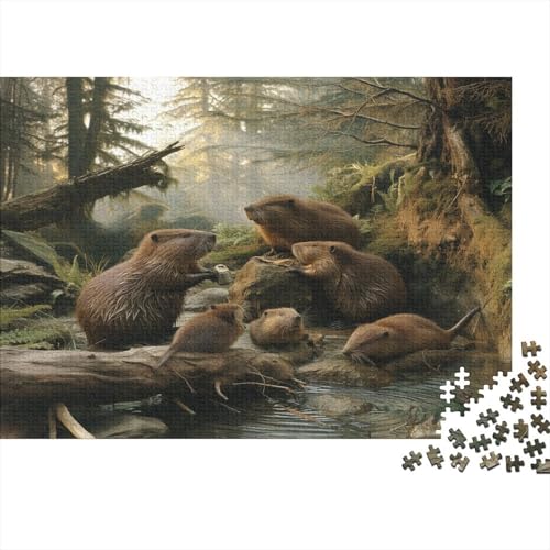 Biber Puzzle 1000-teilige Schwer Puzzle Spielzeug Lernspiel Impossible Wald Stream Herausforderung Spielzeug Für Erwachsene Und Kinder in Bewährter 1000pcs (75x50cm) von CCIZFMQ