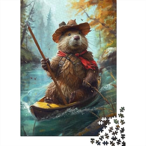 Biber Puzzles 1000 Teile Schwer Puzzle Spielzeug Lernspiel Impossible Canoe in Forest Herausforderungsspielzeug Für Erwachsene Kinder 1000pcs (75x50cm) von CCIZFMQ