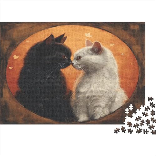 Black White Katze Puzzles 1000 Teile Schwer Puzzle Spielzeug Lernspiel Impossible Romantische Intimität Herausforderungsspielzeug Für Erwachsene Und Kinder Ab 12 Jahren 1000pcs (75x50cm) von CCIZFMQ