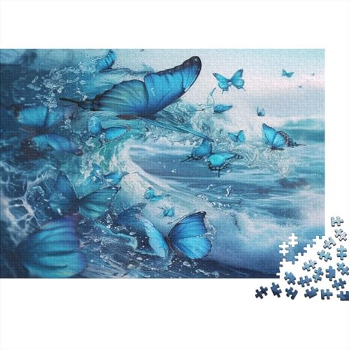 Blauer Schmetterling Puzzle 1000 Teile Schwer Puzzle Spielzeug Pädagogisches Spiel Impossible Sea Wave Herausforderung Spielzeug Für Erwachsene Kinder 1000pcs (75x50cm) von CCIZFMQ