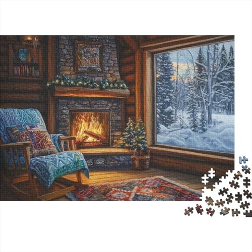 Blockhütte Puzzle 1000 Teile Schwer Puzzle Spielzeug Pädagogisches Spiel Impossible Fireplace Herausforderung Spielzeug Für Erwachsene Und Kinder Ab 12 Jahren 1000pcs (75x50cm) von CCIZFMQ