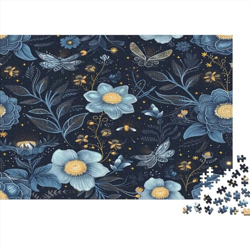Blue Yellow Blumes Puzzle 1000 Teile Schwer Puzzle Spielzeug Lernspiel Impossible Herausforderungsspielzeug Für Erwachsene Und Kinder in Bewährter 1000pcs (75x50cm) von CCIZFMQ