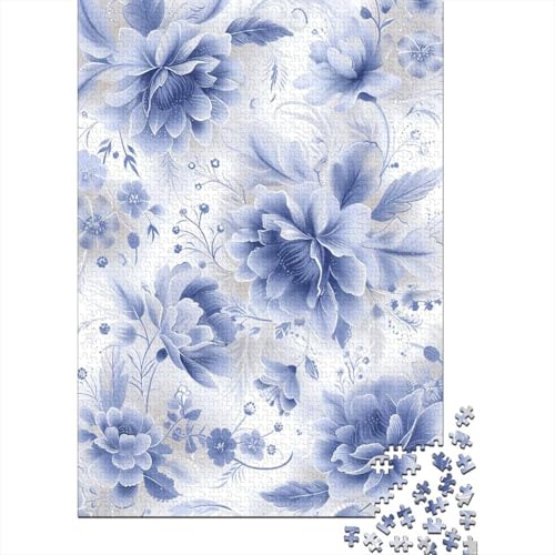 Blumenmuster Puzzles 1000 Teile Schwer Puzzle Spielzeug Pädagogisches Spiel Impossible Blauweiße Kunst Herausforderung Spielzeug Für Erwachsene Und Kinder Ab 12 Jahren 1000pcs (75x50cm) von CCIZFMQ
