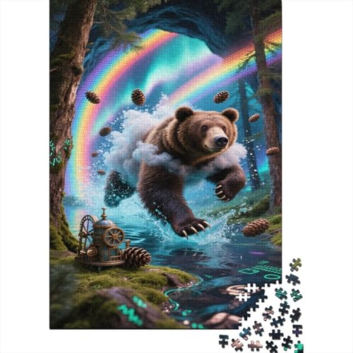 Braun Bär Puzzle 1000-teilige Schwer Puzzle Spielzeug Pädagogisches Spiel Impossible Magischer Wald Herausforderung Spielzeug Für Erwachsene Und Kinder in Bewährter 1000pcs (75x50cm) von CCIZFMQ