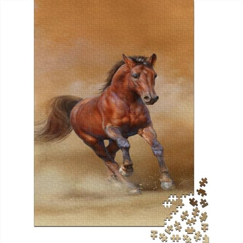 Braun Pferd Puzzle 1000-teilige Schwer Puzzle Spielzeug Pädagogisches Spiel Impossible Herbst Wald Herausforderung Spielzeug Für Erwachsene Und Kinder in Bewährter 1000pcs (75x50cm) von CCIZFMQ
