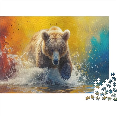 Braunbär Puzzle 1000-teilige Schwer Puzzle Spielzeug Pädagogisches Spiel Impossible Splash Herausforderungsspielzeug Für Erwachsene Und Kinder in Bewährter 1000pcs (75x50cm) von CCIZFMQ