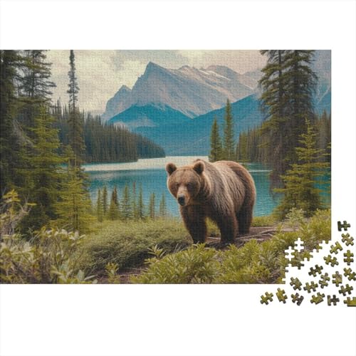 Braunbär Puzzles 1000 Teile Schwer Puzzle Spielzeug Pädagogisches Spiel Impossible Waldseen Herausforderung Spielzeug Für Erwachsene Kinder 1000pcs (75x50cm) von CCIZFMQ