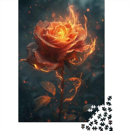Brennende Rosen Puzzle 1000 Teile Schwer Puzzle Spielzeug Pädagogisches Spiel Impossible Cartoon-Trend Herausforderung Spielzeug Für Erwachsene Und Kinder Ab 12 Jahren 1000pcs (75x50cm) von CCIZFMQ