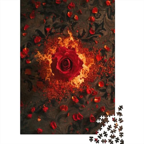 Brennende Rosen Puzzles 1000 Teile Schwer Puzzle Spielzeug Pädagogisches Spiel Impossible Rosenblätter Herausforderungsspielzeug Für Erwachsene Kinder 1000pcs (75x50cm) von CCIZFMQ