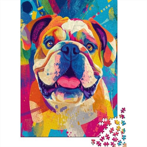 Bulldogge Puzzles 1000 Teile Schwer Puzzle Spielzeug Lernspiel Impossible Art Hund Herausforderungsspielzeug Für Erwachsene Und Kinder Ab 12 Jahren 1000pcs (75x50cm) von CCIZFMQ