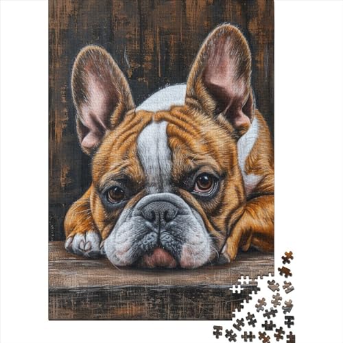 Bulldogge Puzzles 1000 Teile Schwer Puzzle Spielzeug Pädagogisches Spiel Impossible Cute Hund Herausforderungsspielzeug Für Erwachsene Und Kinder in Bewährter 1000pcs (75x50cm) von CCIZFMQ