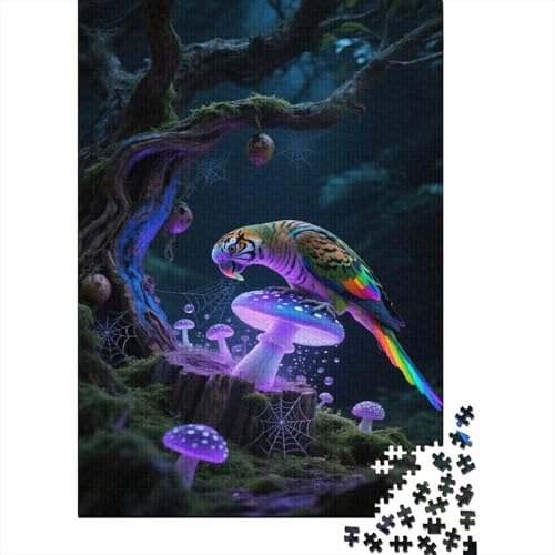 Bunter Papagei Puzzle 1000-teilige Schwer Puzzle Spielzeug Pädagogisches Spiel Impossible Pilzwald Herausforderung Spielzeug Für Erwachsene Und Kinder Ab 14 Jahren 1000pcs (75x50cm) von CCIZFMQ