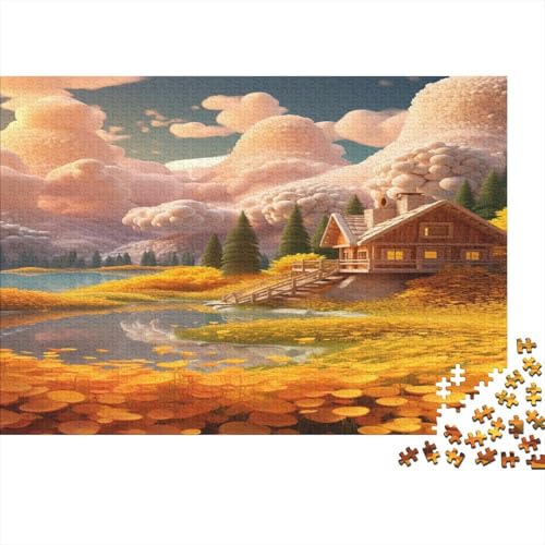 Cartoon Holzhaus Puzzles 1000 Teile Schwer Puzzle Spielzeug Lernspiel Impossible House Herausforderungsspielzeug Für Erwachsene Und Kinder Ab 12 Jahren 1000pcs (75x50cm) von CCIZFMQ