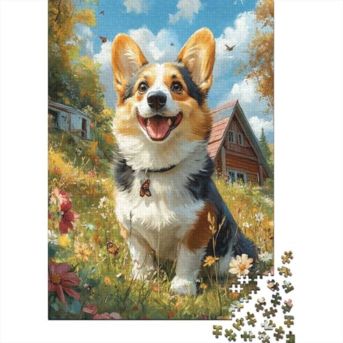 Corgi Puzzle 1000 Teile Schwer Puzzle Spielzeug Lernspiel Impossible Outdoors Grass Herausforderung Spielzeug Für Erwachsene Kinder 1000pcs (75x50cm) von CCIZFMQ