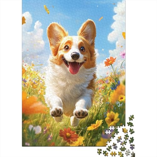 Corgi Puzzle 1000-teilige Schwer Puzzle Spielzeug Lernspiel Impossible Blume Field Herausforderung Spielzeug Für Erwachsene Kinder 1000pcs (75x50cm) von CCIZFMQ