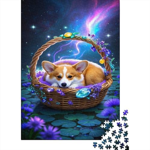 Corgi Puzzle 1000-teilige Schwer Puzzle Spielzeug Pädagogisches Spiel Impossible Kosmischer Korb Herausforderungsspielzeug Für Erwachsene Kinder 1000pcs (75x50cm) von CCIZFMQ