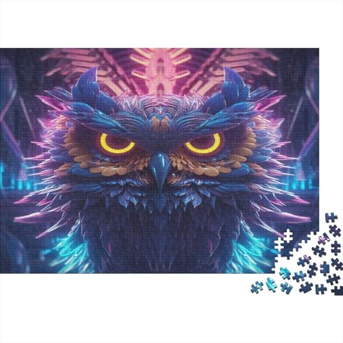 Cyberpunk Eule Puzzles 1000-teilige Schwer Puzzle Spielzeug Lernspiel Impossible Herausforderungsspielzeug Für Erwachsene Kinder 1000pcs (75x50cm) von CCIZFMQ