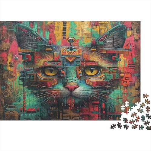 Cyberpunk Katze Puzzles 1000 Teile Schwer Puzzle Spielzeug Pädagogisches Spiel Impossible Herausforderungsspielzeug Für Erwachsene Und Kinder in Bewährter 1000pcs (75x50cm) von CCIZFMQ