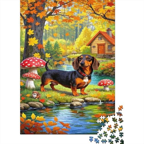 Dachshund Puzzles 1000 Teile Schwer Puzzle Spielzeug Lernspiel Impossible Cute Dog Herausforderungsspielzeug Für Erwachsene Kinder 1000pcs (75x50cm) von CCIZFMQ