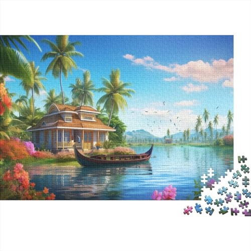 Das Haus am See Puzzle 1000 Teile Schwer Puzzle Spielzeug Lernspiel Impossible Palm Trees Herausforderung Spielzeug Für Erwachsene Kinder 1000pcs (75x50cm) von CCIZFMQ