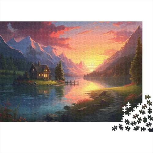 Das Lake House Puzzle 1000-teilige Puzzle Spielzeug Pädagogisches Spiel Impossible Schneig Berg Sonnenuntergang Herausforderung Spielzeug Für Erwachsene Und Kinder in Bewährter 1000pcs (75x50cm) von CCIZFMQ