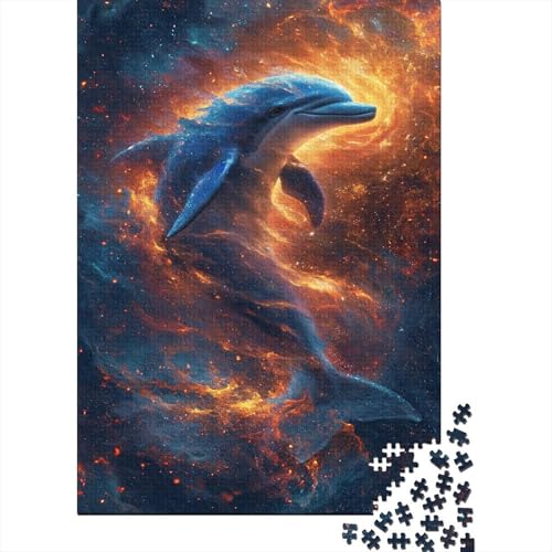 Delphin Puzzle 1000 Teile Schwer Puzzle Spielzeug Lernspiel Impossible Flame Herausforderungsspielzeug Für Erwachsene Und Kinder in Bewährter 1000pcs (75x50cm) von CCIZFMQ